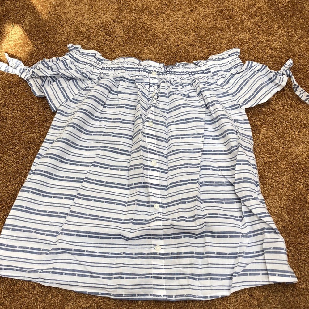 White and Blue Stripe Shirt